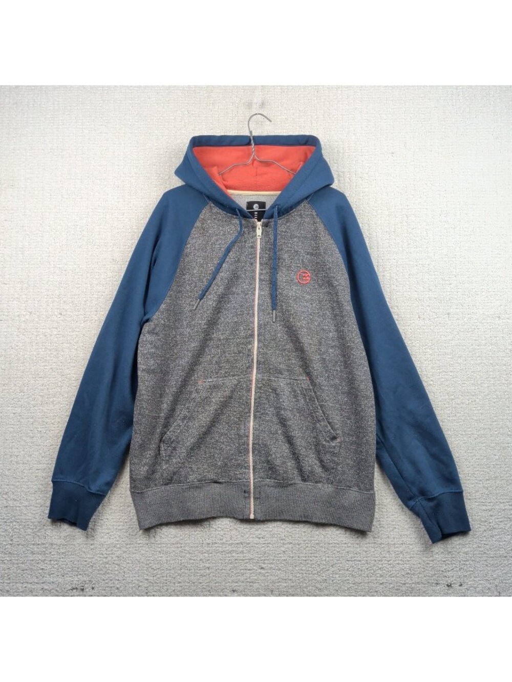 Y2K Billabong Full Zip Hooded Sweatshirt Blue / Gray Mens XL Surf Skate 2000's